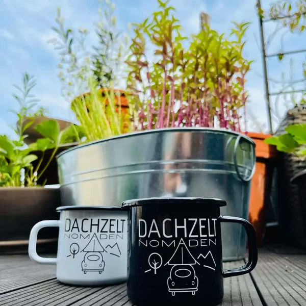 Dachzeltnomaden Shop DZN Merch Emaille Tasse kaufen
