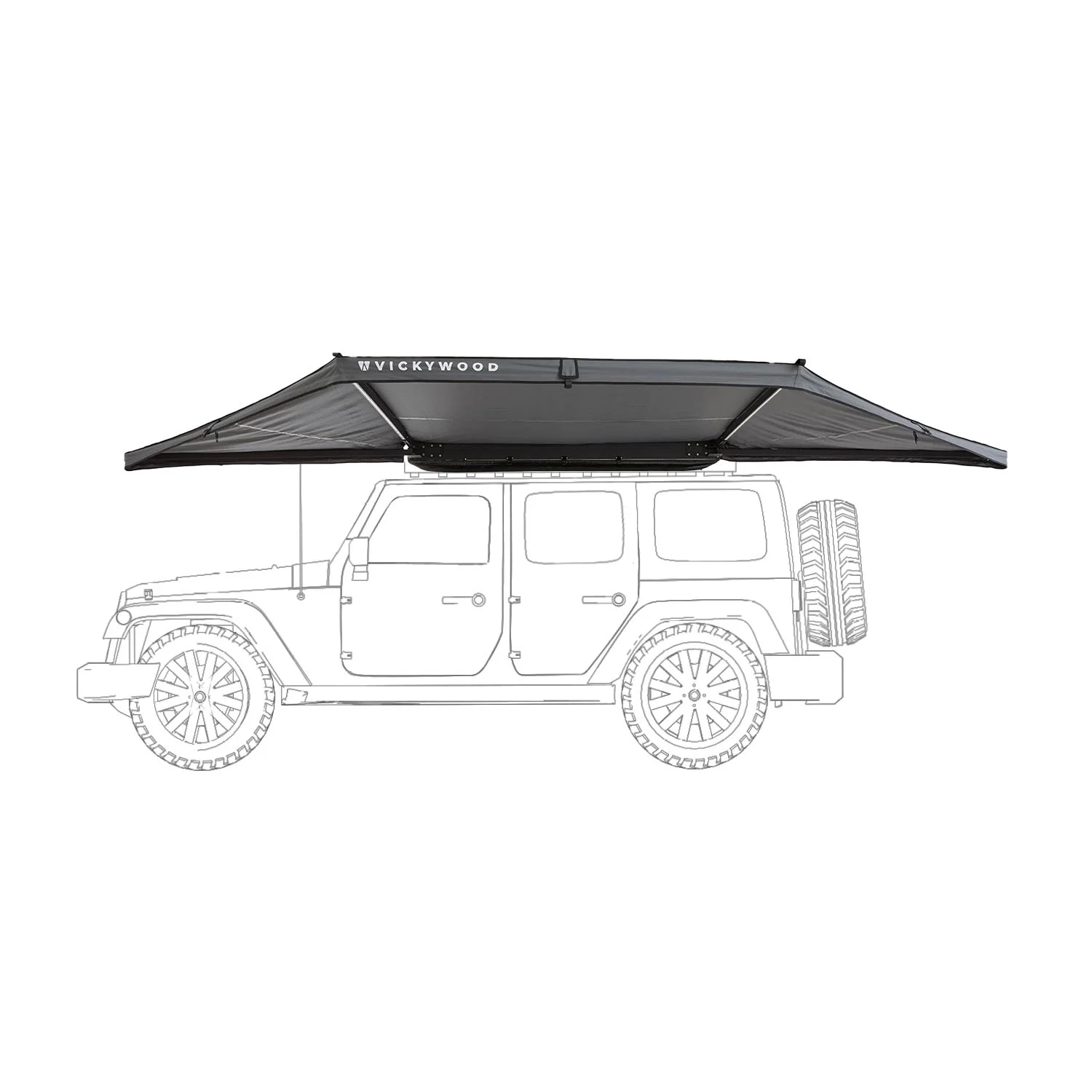 VICKYWOOD 180° Markise LEAF 200 cm grau kaufen