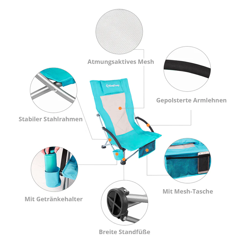 kingcamp campingstuhl high beach chair kaufen