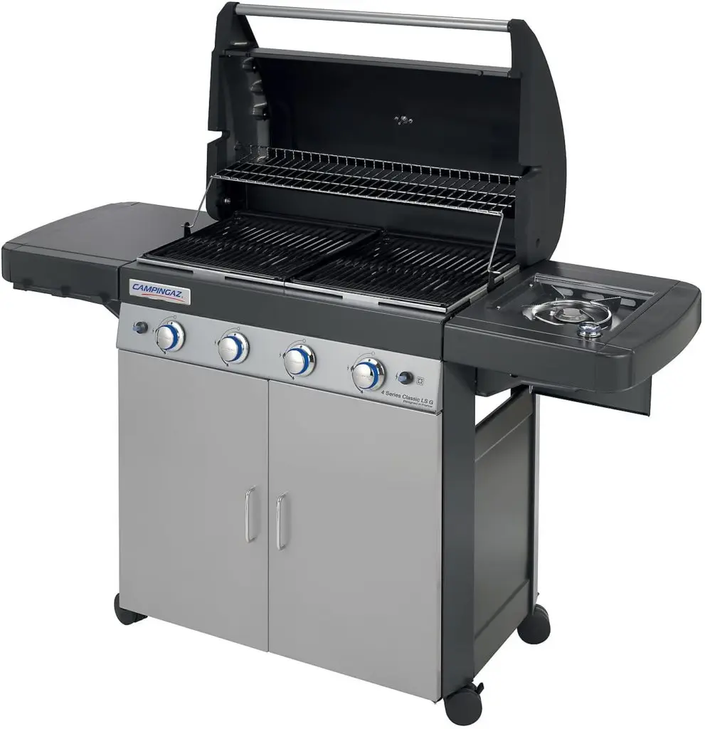 Gasgrill mit Gasflasche Campingaz kochen unterwegs BBQ Gartenparty