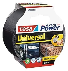 tesa extra Power Universal Gewebeband - Gewebeverstärktes Ductape zum Reparieren, Befestigen, Bündeln, Verstärken oder Abdichten - Schwarz - 10 m x 50 mm