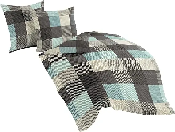 Beerbaum Bed linen 6452, Fine Beaver, Made in Germany, Turquoise 02, 135x200 + 80x80 cm