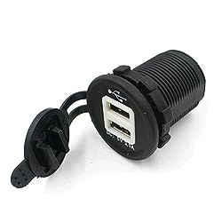 LEORX Car Motorcycle Cigarette Lighter Socket Dual USB Power Adapter Charger – Waterproof LED 12-24 V