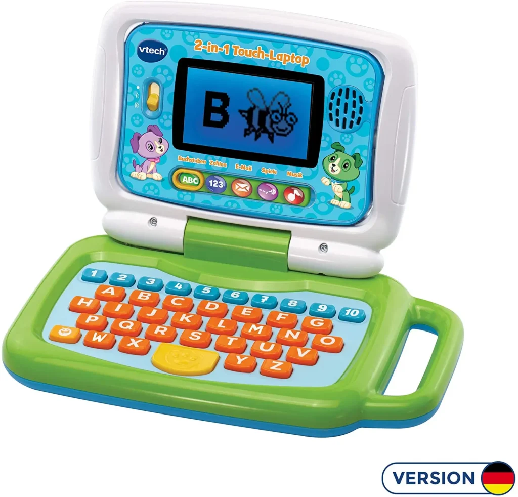 VTech 2-in-1 Touch-Laptop – Lerncomputer und Touch-Tablet zum Lernen von Buchstaben und Zahlen – Für Kinder von 3-6 Jahren