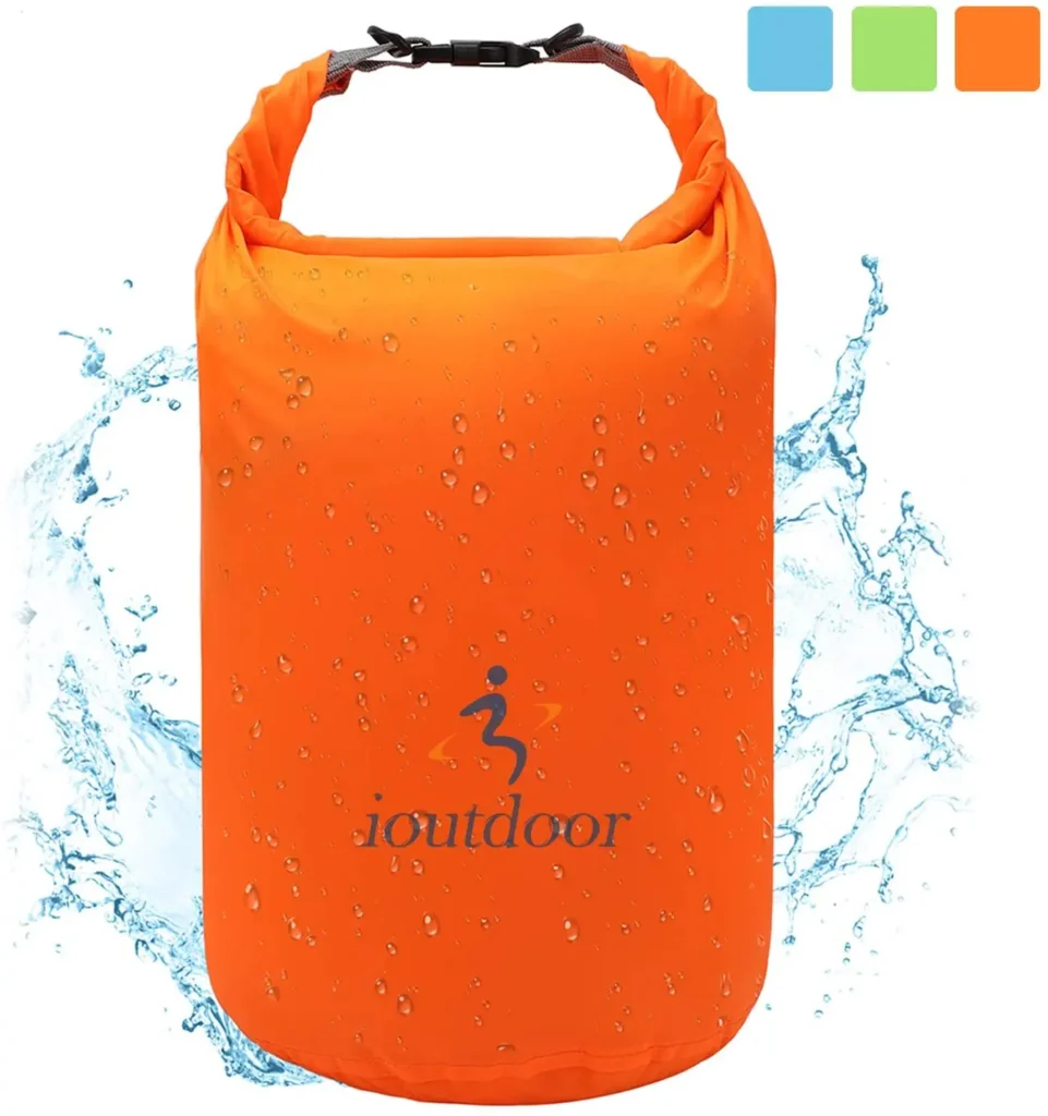 ioutdoor Dry Bag 2L/5L/10L/20L/40L/70L wasserdichte Tasche, Ultra-Light Trockensack Wasserdicht, Abriebfest, Reißfest, für Kajakfahren, Strand, Schwimmen, Camping, Wandern Reisen (Orange, 2L)