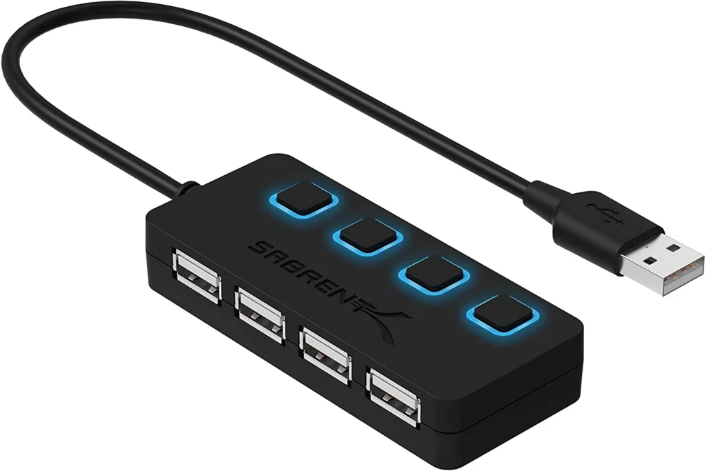 Sabrent 4-Port USB 2.0 Hub mit einzelnen Schalter und einzelnen LEDs (HB-UMLS)