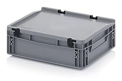 Eurobehälter-Eurobox 40 x 30 x 13,5 cm mit Scharnierdeckel inkl. gratis Zollstock