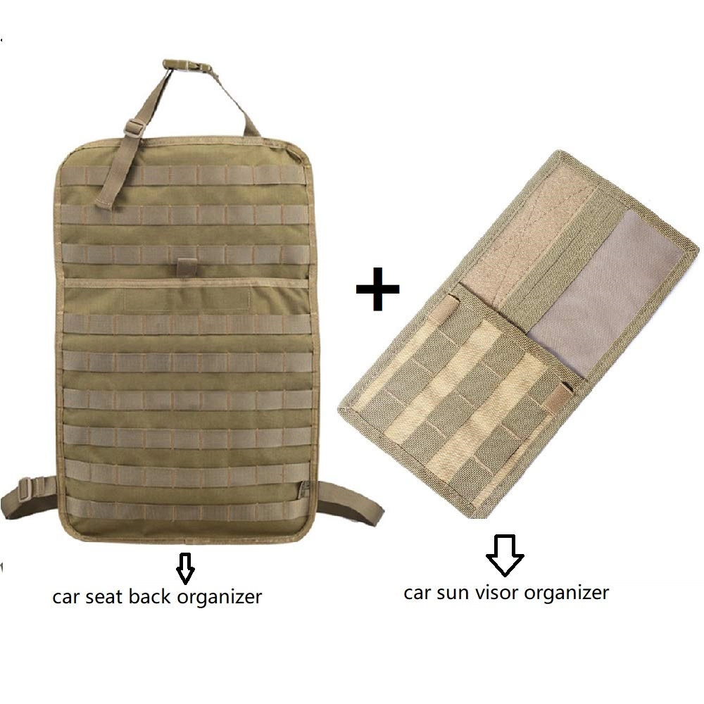 Taktische MOLLE Fahrzeug Sonnenblende Panel mit Molle Autositz Zurück Organizer Set