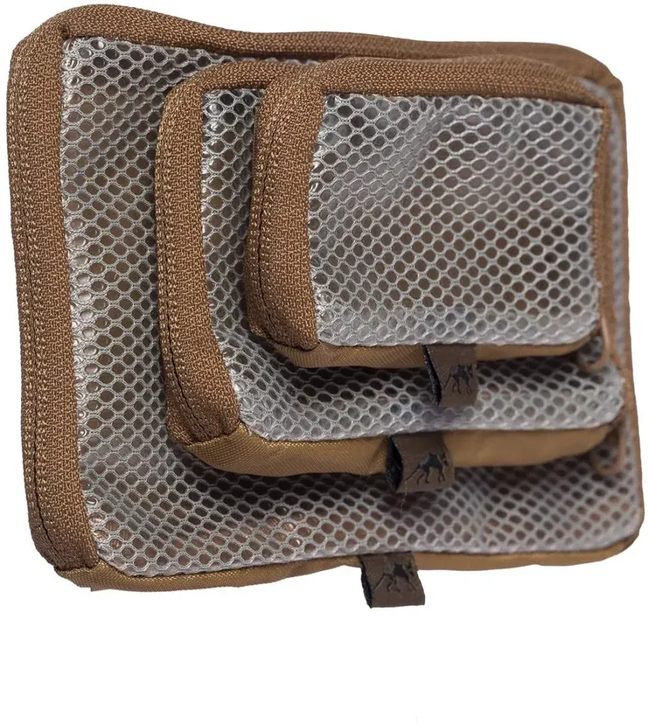 Tasmanian Tiger TT Mesh Pouch Set VL Rucksack Organizer Mesh Zusatz-Taschen Set in 3 Größen mit Klett-Rückseite (Coyote Brown)