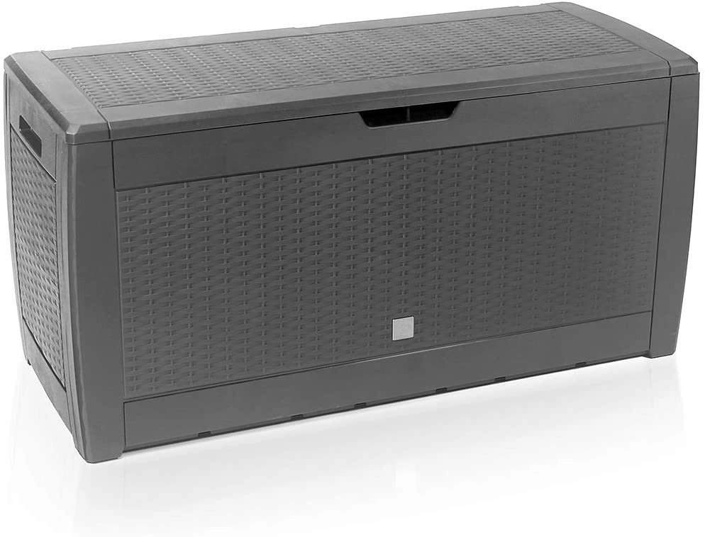 Casaria® Auflagenbox Wetterfest Haltegriffe UV-beständig Rollen 310L Garten Terrasse Balkon Truhe Gartenbox 119x48x60cm Flecht-Optik Grau