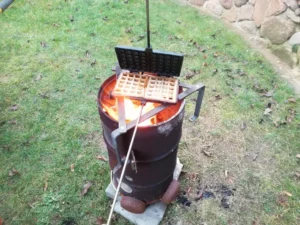 Waffeln Gasofen Grill kochen mit feuer