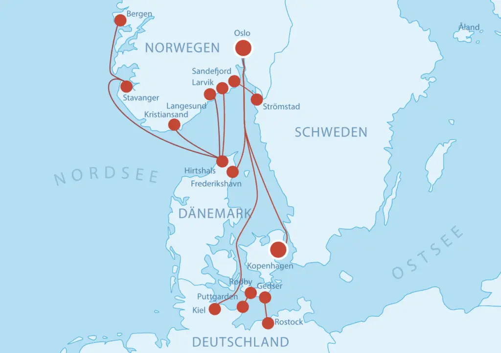 Fähren nach Norwegen Karte