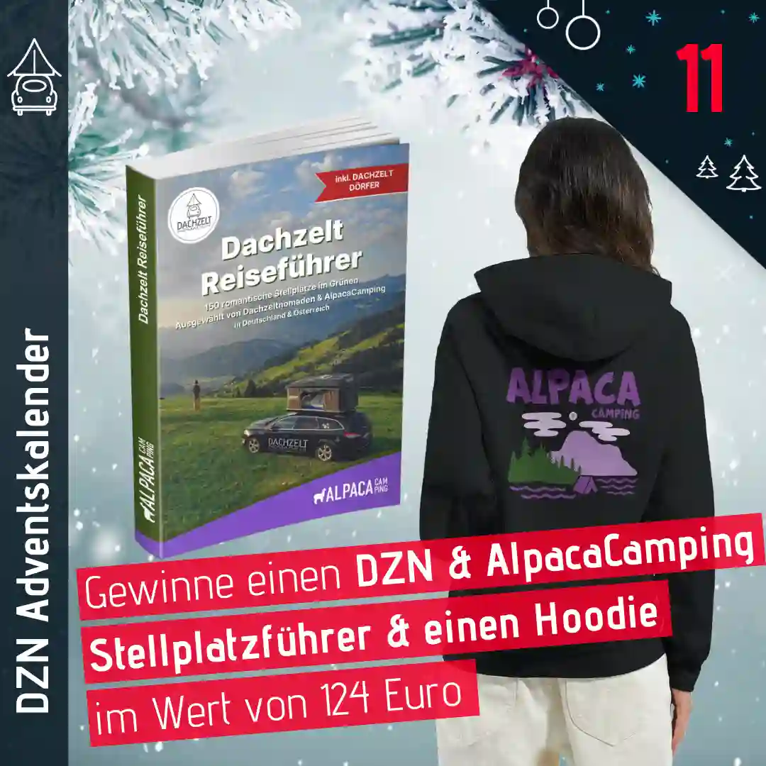 Dachzeltnomaden Adventskalender Türchen 11 Alpaca Stellplatzführer gewinnen