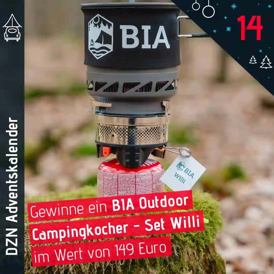 Dachzeltnomaden Adventskalender Türchen 14 BIA Outdoor Campingkocher-Set Willi gewinnen