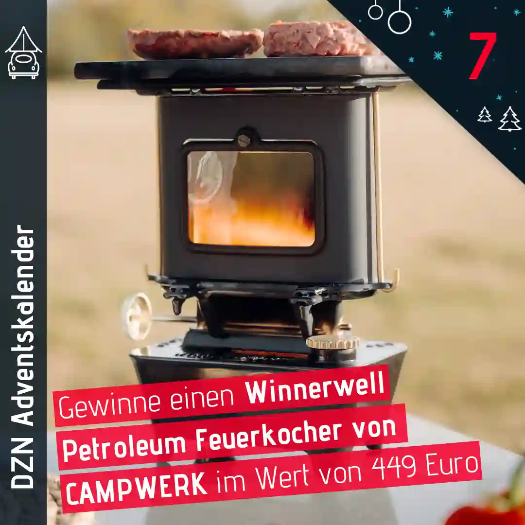 Dachzeltnomaden Adventskalender Türchen 7 CAMPWERK Winnerwell Petroleum Ofen gewinnen