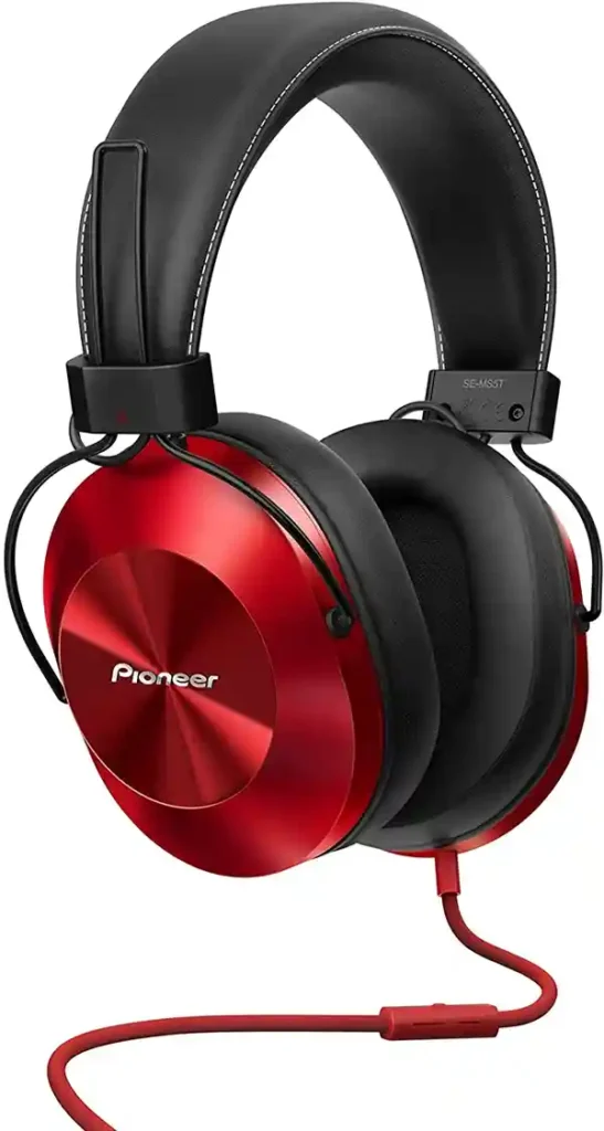 Pioneer SE-MS5T(R) Over-Ear Kopfhörer (High-Res Audio Wiedergabe, Freisprechfunktion, hoher Tragekomfort, hohe Klangqualität, für Smartphone, Tablet, Hifi Anlage, Aluminium Design), Rot