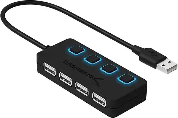 Sabrent 4-Port USB 2.0 Hub mit einzelnen Schalter und einzelnen LEDs (HB-UMLS)