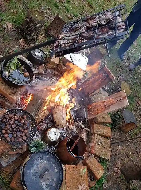 Flammlachs Bretter kochen mit feuer lecker grillen