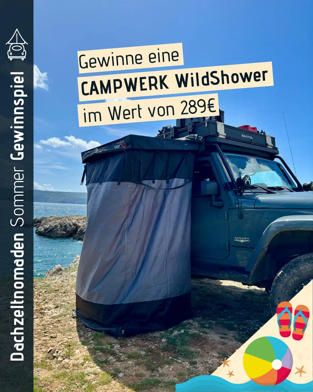 Dachzeltnomaden Sommergewinnspiel 2025 CAMPWERK Duschzelt