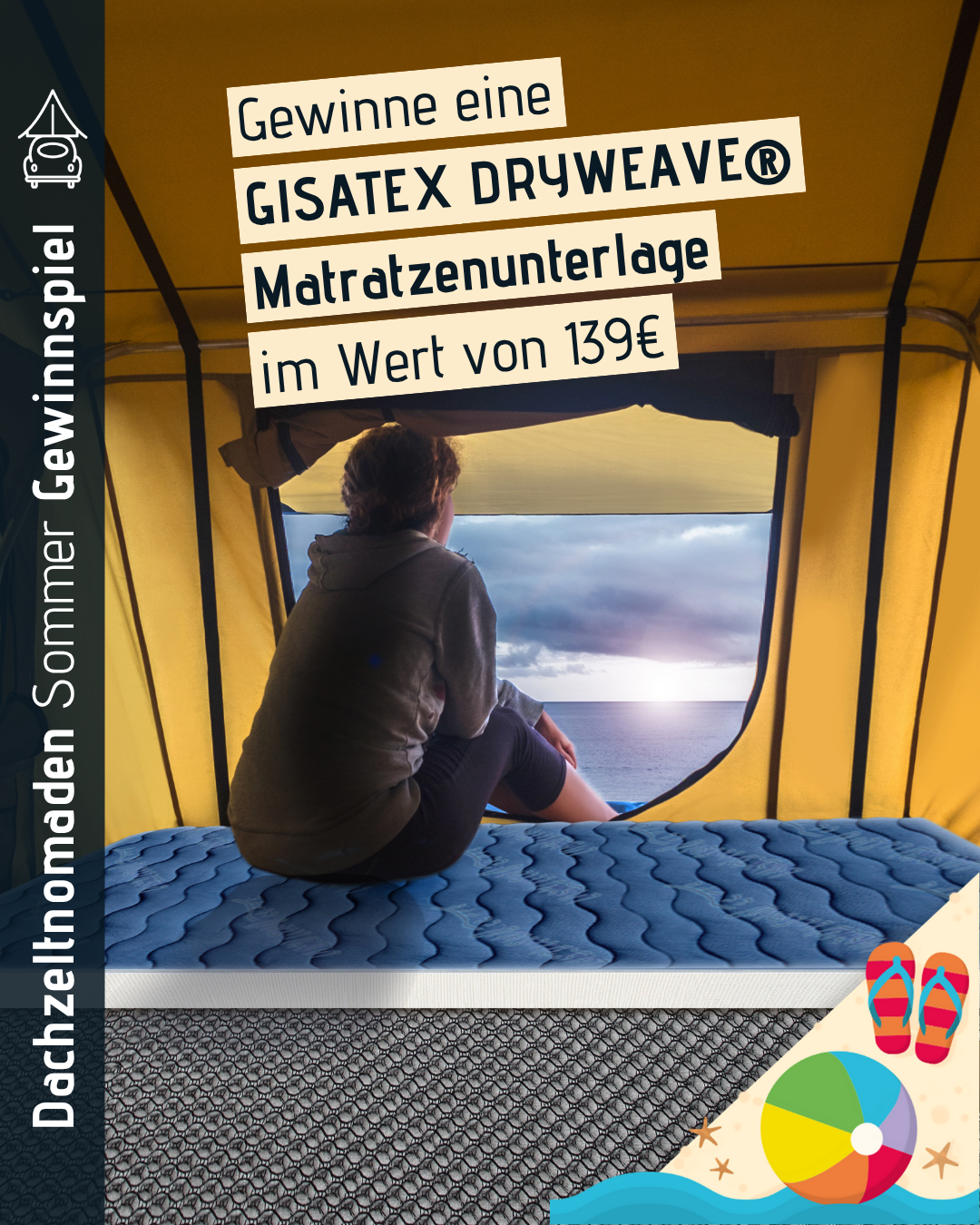Dachzeltnomaden Sommergewinnspiel 2025 Gisatex Matratzenunterlage