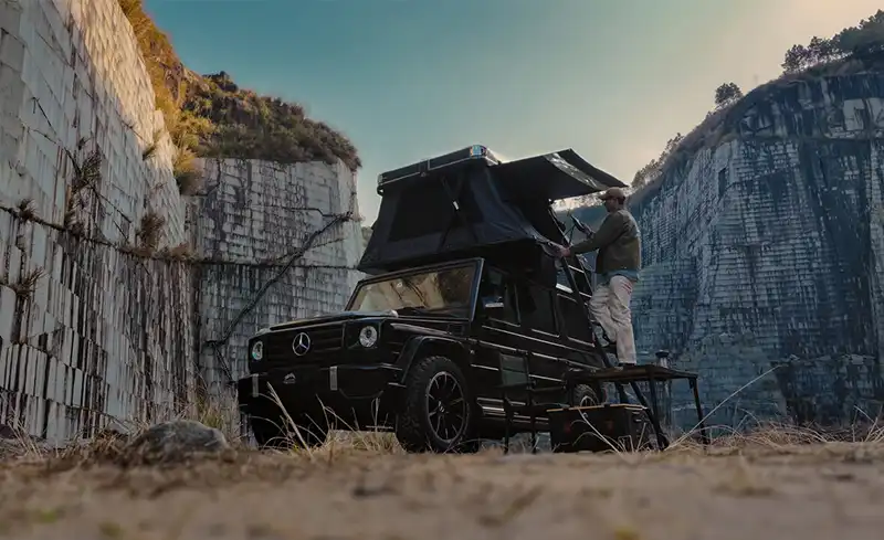 wild land sky rover viereck dachzelt mit extention transparente hartschale