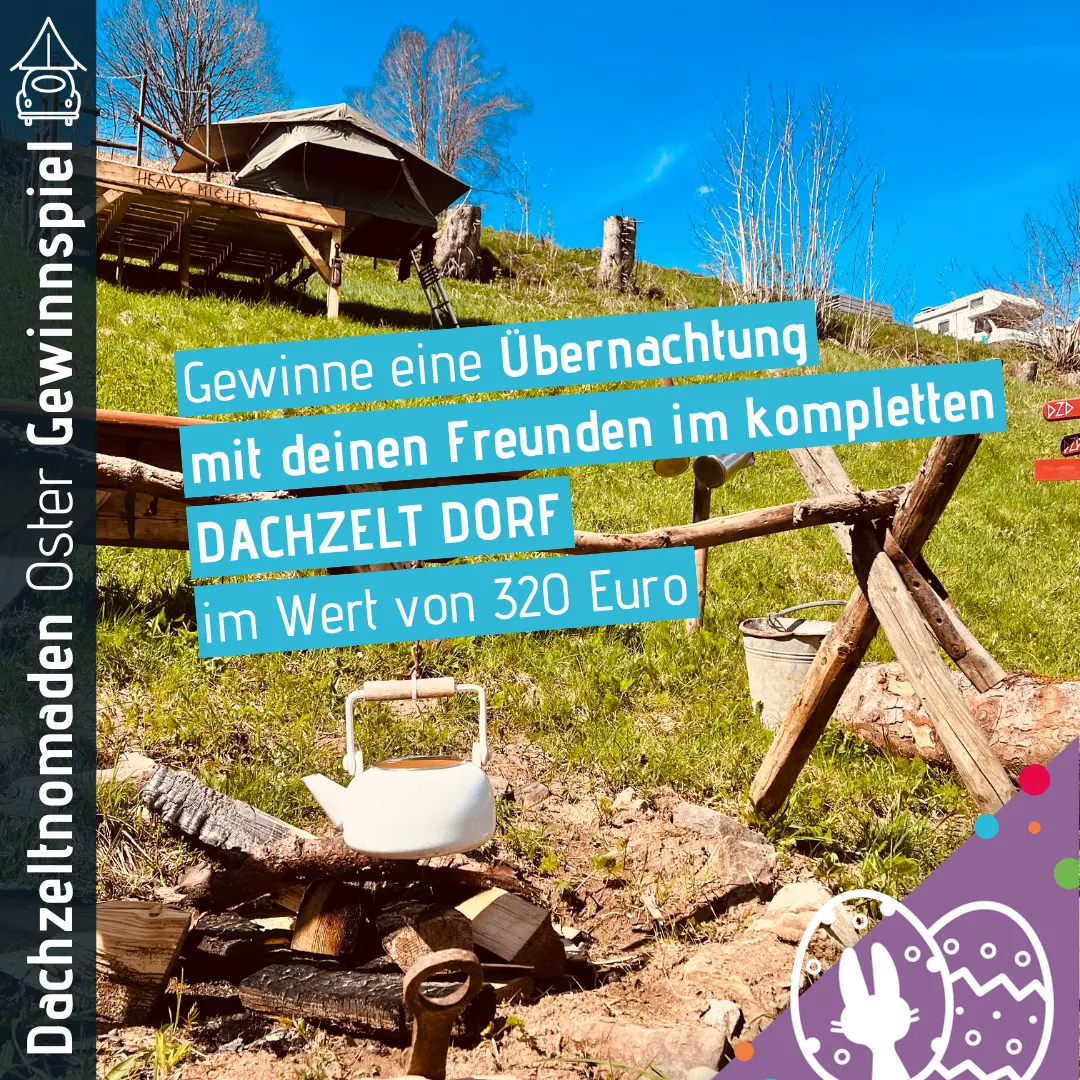 Dachzeltnomaden Ostergewinnspiel Osterei 2 DACHZELT DORF Gutschein