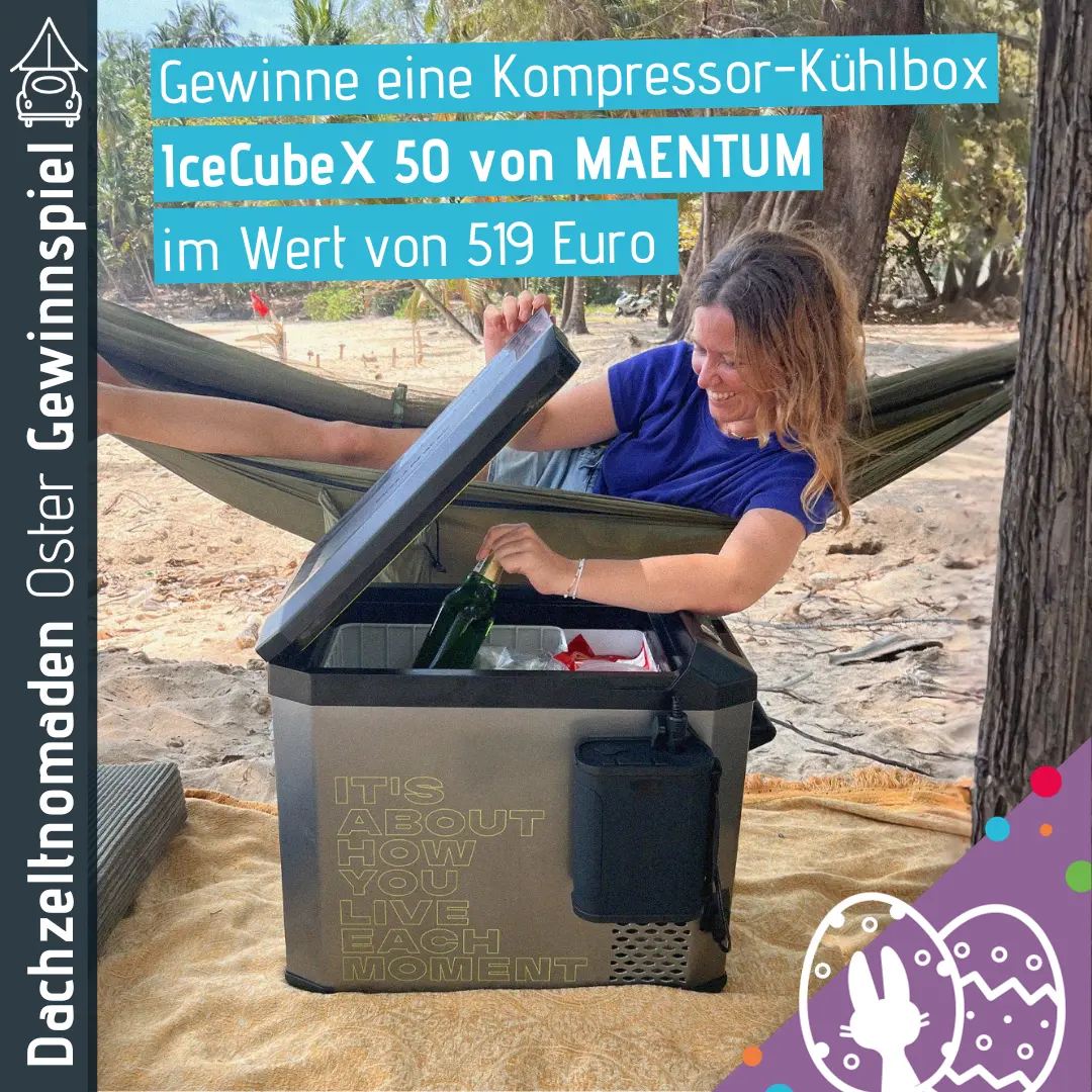 Dachzeltnomaden Ostergewinnspiel Osterei 1 MAENTUM Kompressor-Kühlbox X50