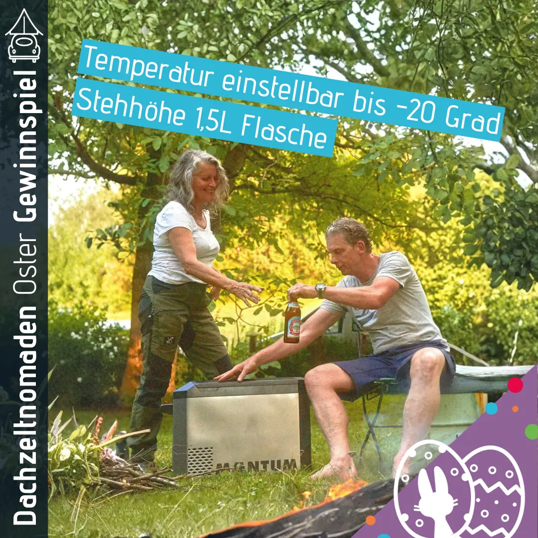 Dachzeltnomaden Ostergewinnspiel Osterei 1 MAENTUM Kompressor-Kühlbox X50