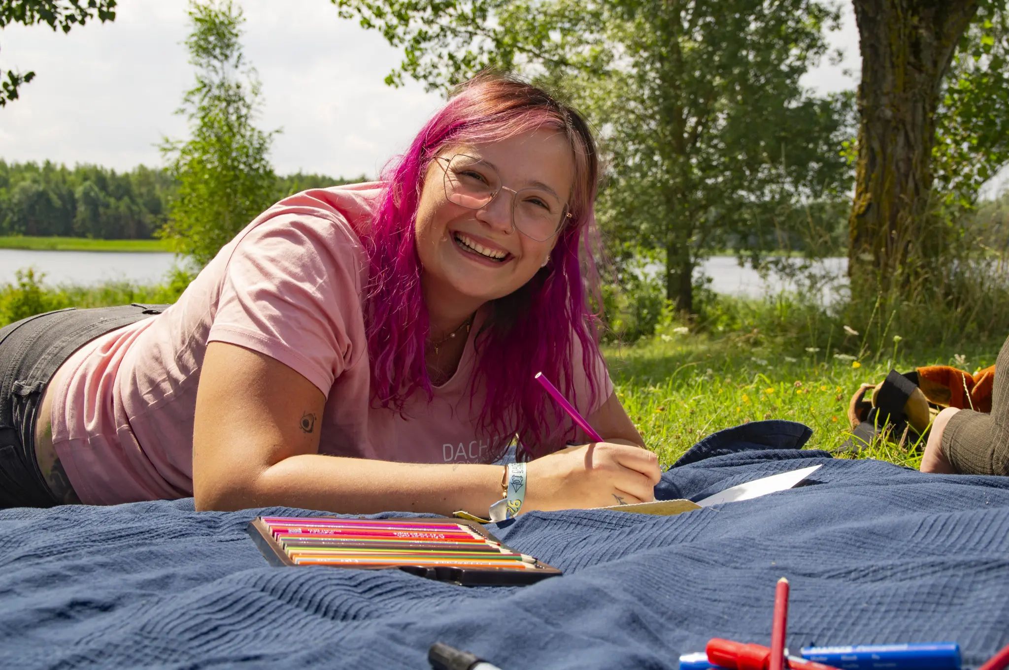 Gemeinschaftliches Zeichnen beim Sommer CAMP am Mondsee