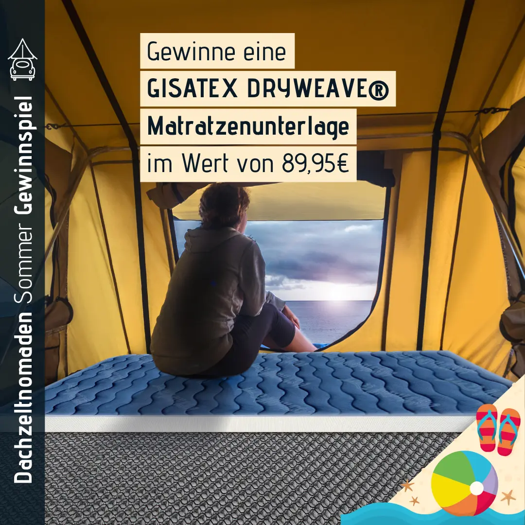 Gisatex Drywave Matratzenunterlage Dachzeltnomaden Sommer Gewinnspiel